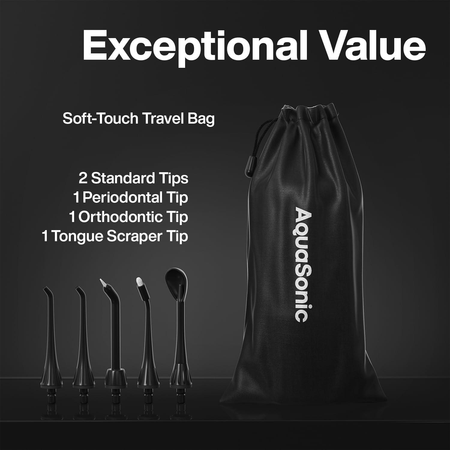 image:imageAquaSonic Aqua Flosser Cordless Rechargeable Water Flosser for Teeth Waterproof Portable Oral Irrigator for Dental Cleaning with 5 Jet Tips Braces Home TravelBlack