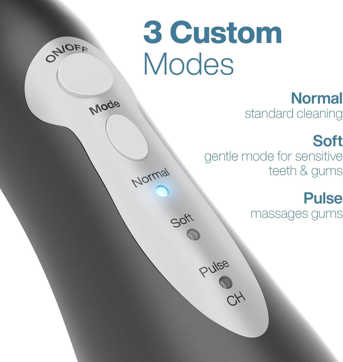 image:imageAquaSonic Aqua Flosser Cordless Rechargeable Water Flosser for Teeth Waterproof Portable Oral Irrigator for Dental Cleaning with 5 Jet Tips Braces Home TravelCharcoal Metallic
