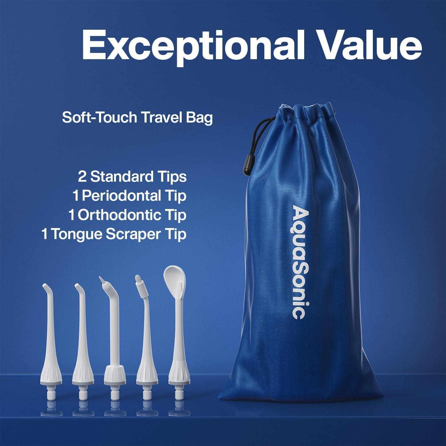 image:imageAquaSonic Aqua Flosser Cordless Rechargeable Water Flosser for Teeth Waterproof Portable Oral Irrigator for Dental Cleaning with 5 Jet Tips Braces Home TravelSapphire Blue