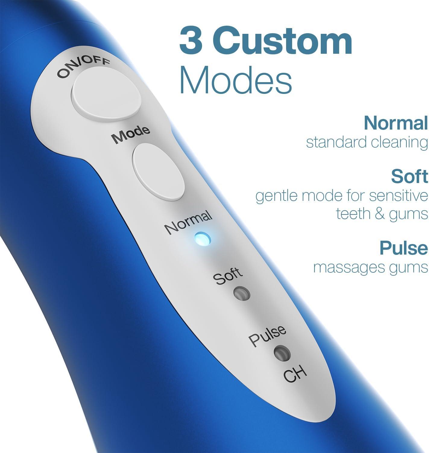 image:imageAquaSonic Aqua Flosser Cordless Rechargeable Water Flosser for Teeth Waterproof Portable Oral Irrigator for Dental Cleaning with 5 Jet Tips Braces Home TravelSapphire Blue