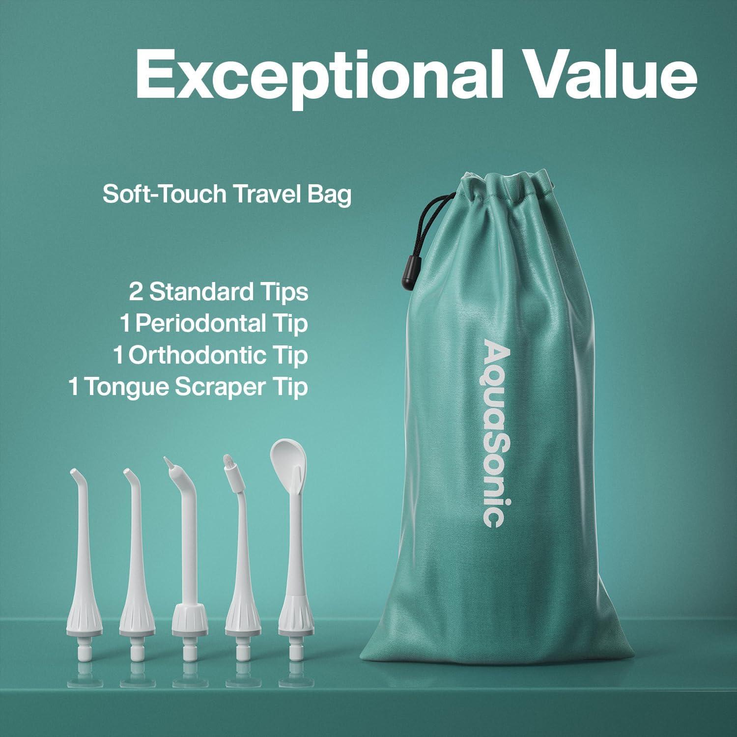 image:imageAquaSonic Aqua Flosser  Cordless Rechargeable Water Flosser for Teeth  Waterproof Portable Oral Irrigator for Dental Cleaning with 5 Jet Tips  Braces Home TravelMint Green Metallic