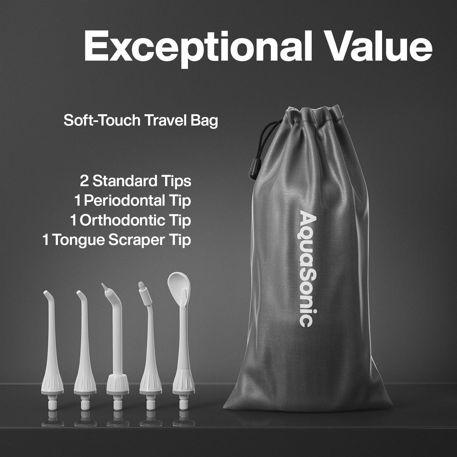 image:imageAquaSonic Aqua Flosser Cordless Rechargeable Water Flosser for Teeth Waterproof Portable Oral Irrigator for Dental Cleaning with 5 Jet Tips Braces Home TravelCharcoal Metallic