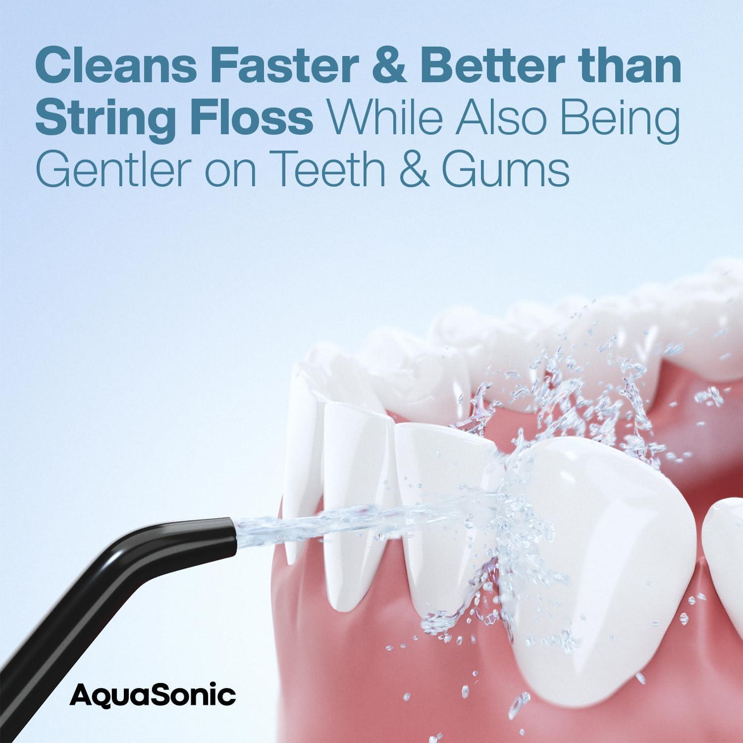image:imageAquaSonic Aqua Flosser Cordless Rechargeable Water Flosser for Teeth Waterproof Portable Oral Irrigator for Dental Cleaning with 5 Jet Tips Braces Home TravelBlack