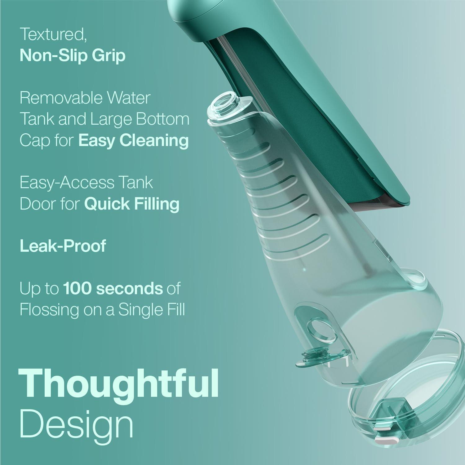 image:imageAquaSonic Aqua Flosser PRO Rechargeable Electric Cordless Water Flosser for Teeth Gums amp Tongue Waterproof Modern Design 300ml Large Tank 3 Modes 6 Jet Tips Deluxe Tongue Nozzle Optic WhiteGreen