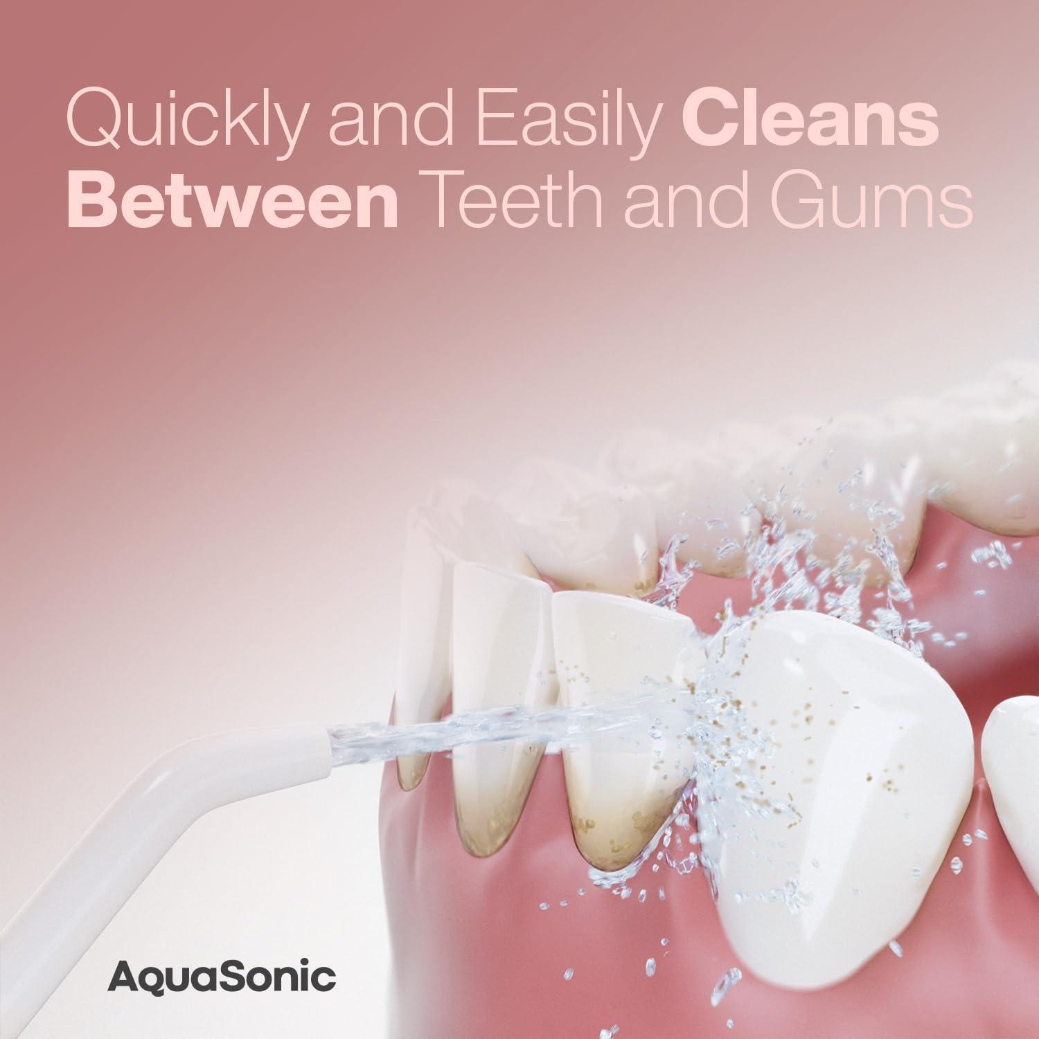 image:imageAquaSonic Aqua Flosser PRO Rechargeable Electric Cordless Water Flosser for Teeth Gums amp Tongue Waterproof Modern Design 300ml Large Tank 3 Modes 6 Jet Tips Deluxe Tongue Nozzle Optic WhiteRose Gold