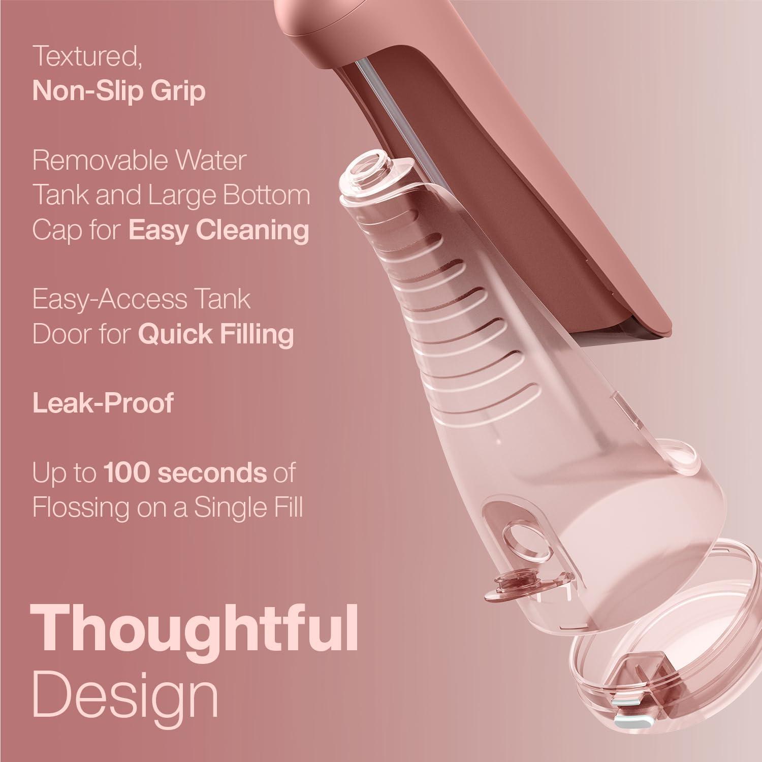 image:imageAquaSonic Aqua Flosser PRO Rechargeable Electric Cordless Water Flosser for Teeth Gums amp Tongue Waterproof Modern Design 300ml Large Tank 3 Modes 6 Jet Tips Deluxe Tongue Nozzle Optic WhiteRose Gold