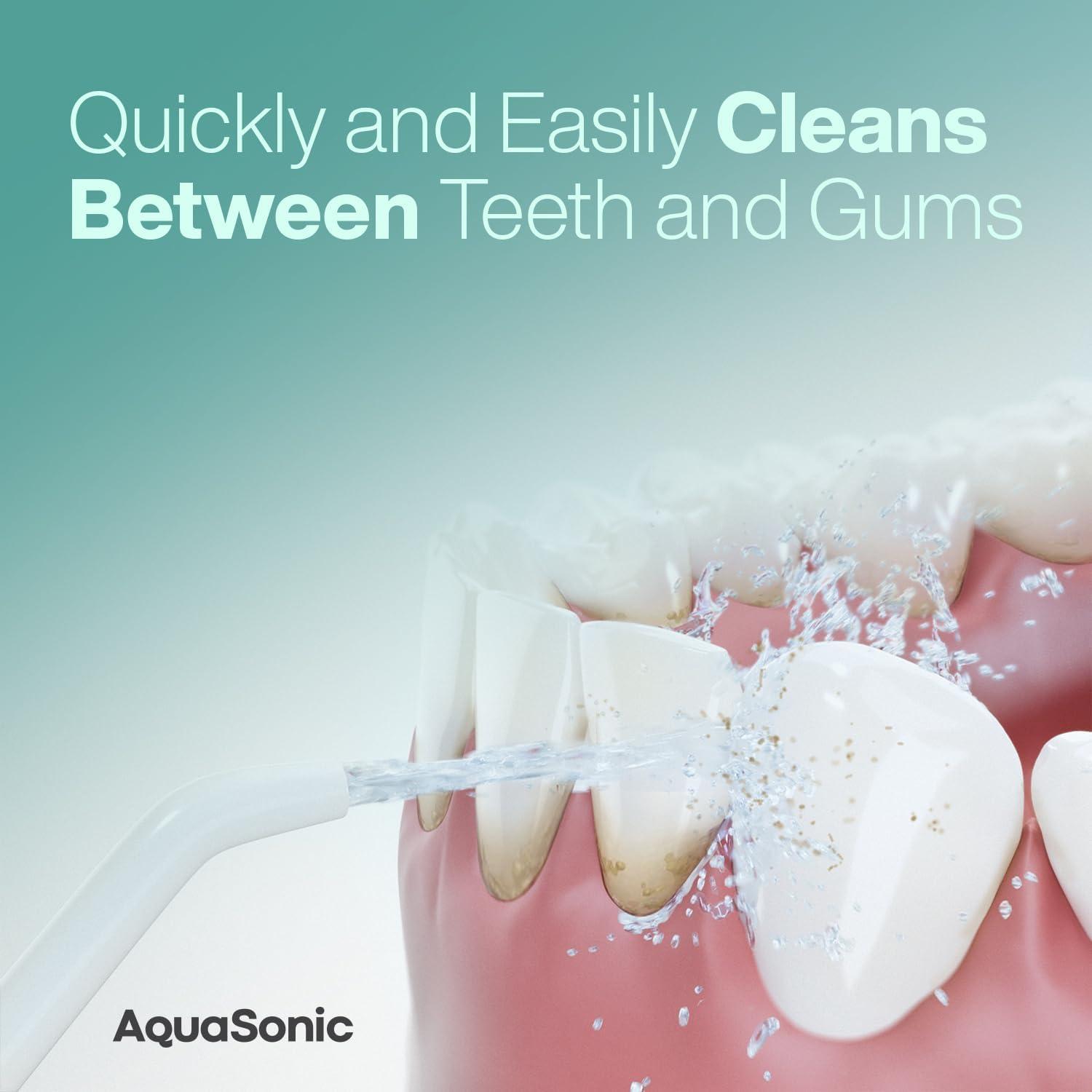 image:imageAquaSonic Aqua Flosser PRO Rechargeable Electric Cordless Water Flosser for Teeth Gums amp Tongue Waterproof Modern Design 300ml Large Tank 3 Modes 6 Jet Tips Deluxe Tongue Nozzle Optic WhiteGreen