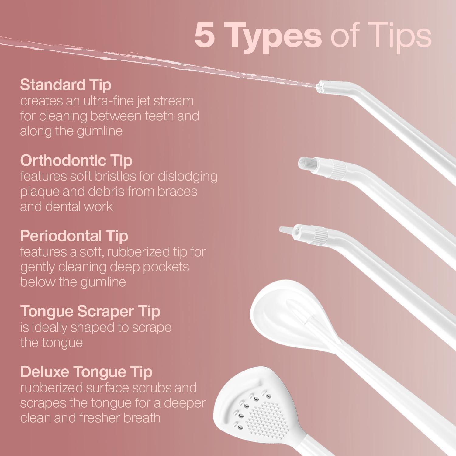 image:imageAquaSonic Aqua Flosser PRO Rechargeable Electric Cordless Water Flosser for Teeth Gums amp Tongue Waterproof Modern Design 300ml Large Tank 3 Modes 6 Jet Tips Deluxe Tongue Nozzle Optic WhiteRose Gold