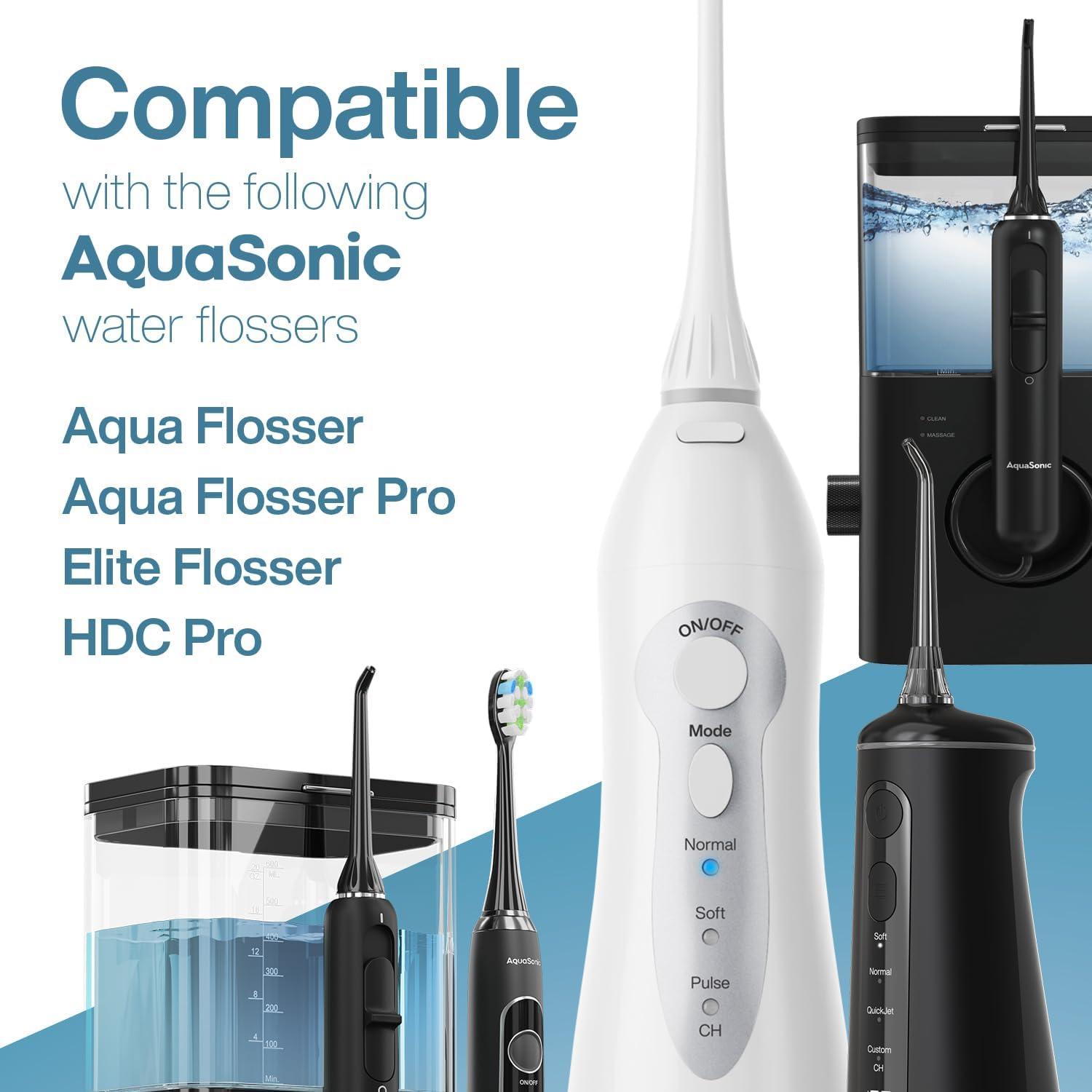 image:imageAquaSonic Genuine Aqua Flosser Replacement Tips 5 Tips 4 Types Standard Periodontal Orthodontic amp Tongue Scraper Authentic Parts BlackWhite