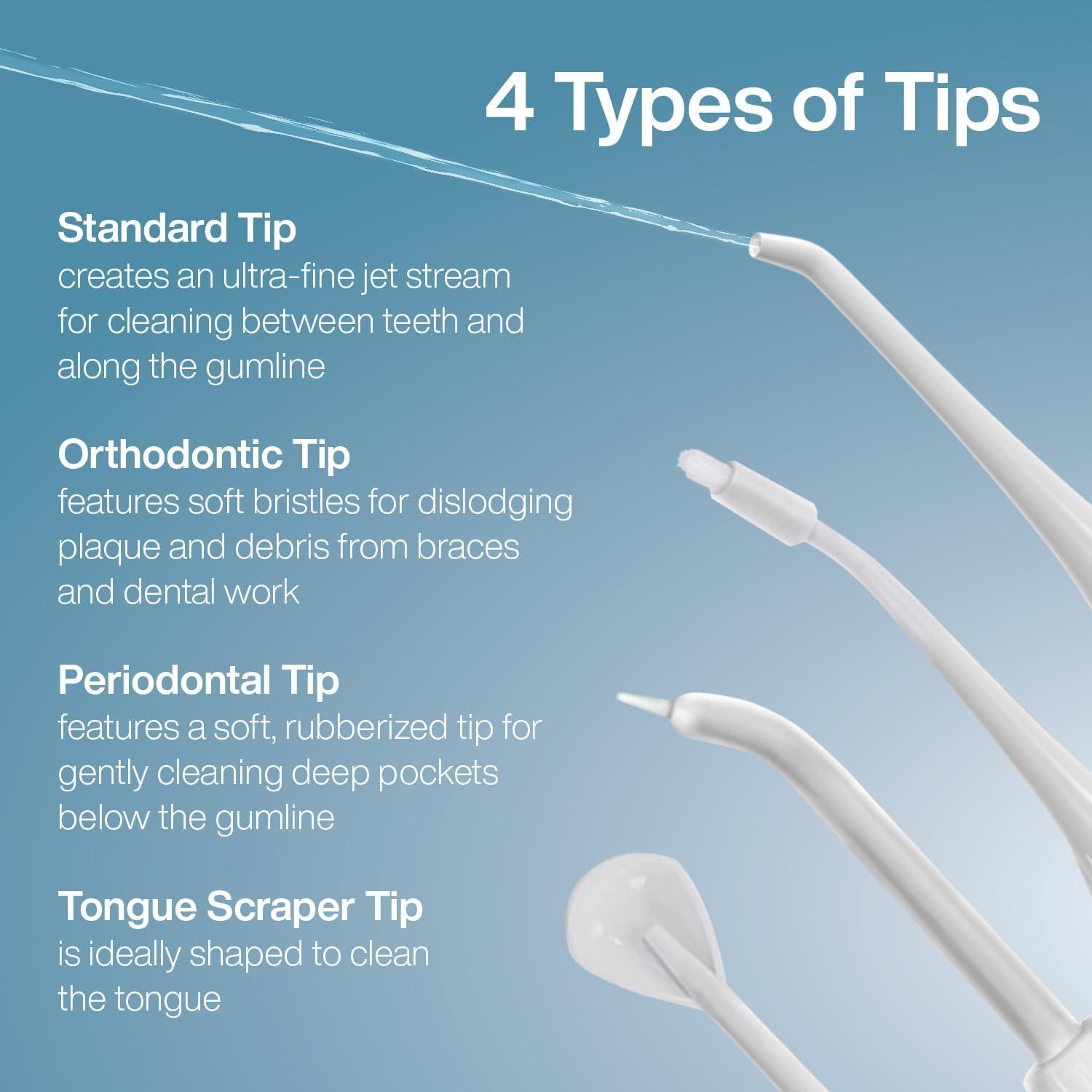 image:imageAquaSonic Genuine Aqua Flosser Replacement Tips 5 Tips 4 Types Standard Periodontal Orthodontic amp Tongue Scraper Authentic Parts BlackWhite