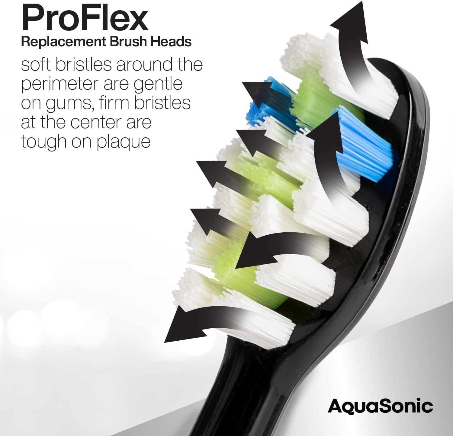 image:imageAquaSonic Genuine Duo PRO 8Pack Replacement Brush Heads Upgraded Proflex Brush Heads for Improved Plaque Removal ADA Accepted Genuine AquaSonic