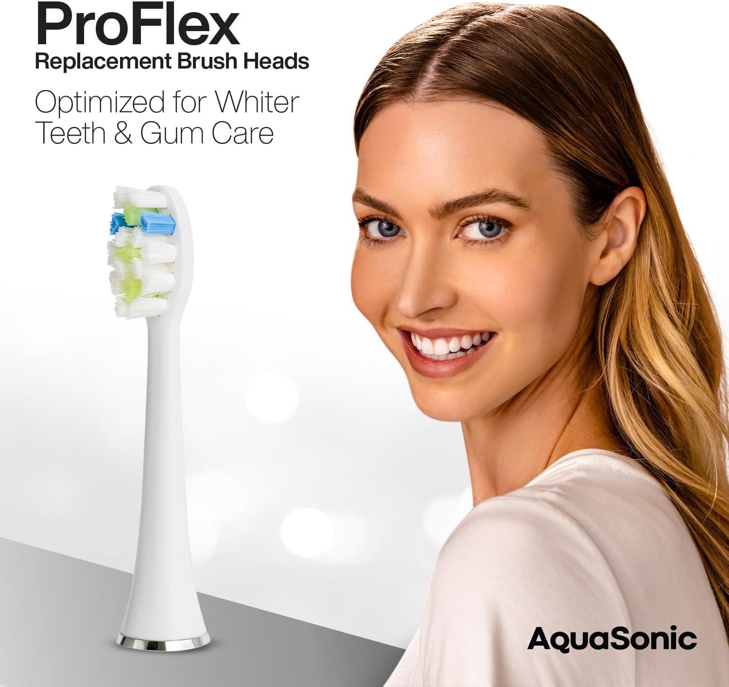 image:imageAquaSonic Genuine Duo PRO 8Pack Replacement Brush Heads Upgraded Proflex Brush Heads for Improved Plaque Removal ADA Accepted Genuine AquaSonic