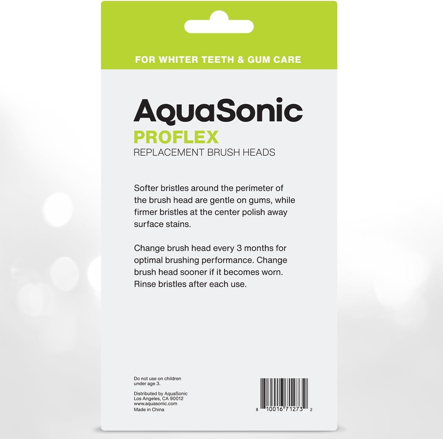 image:imageAquaSonic Genuine Duo PRO 8Pack Replacement Brush Heads Upgraded Proflex Brush Heads for Improved Plaque Removal ADA Accepted Genuine AquaSonic