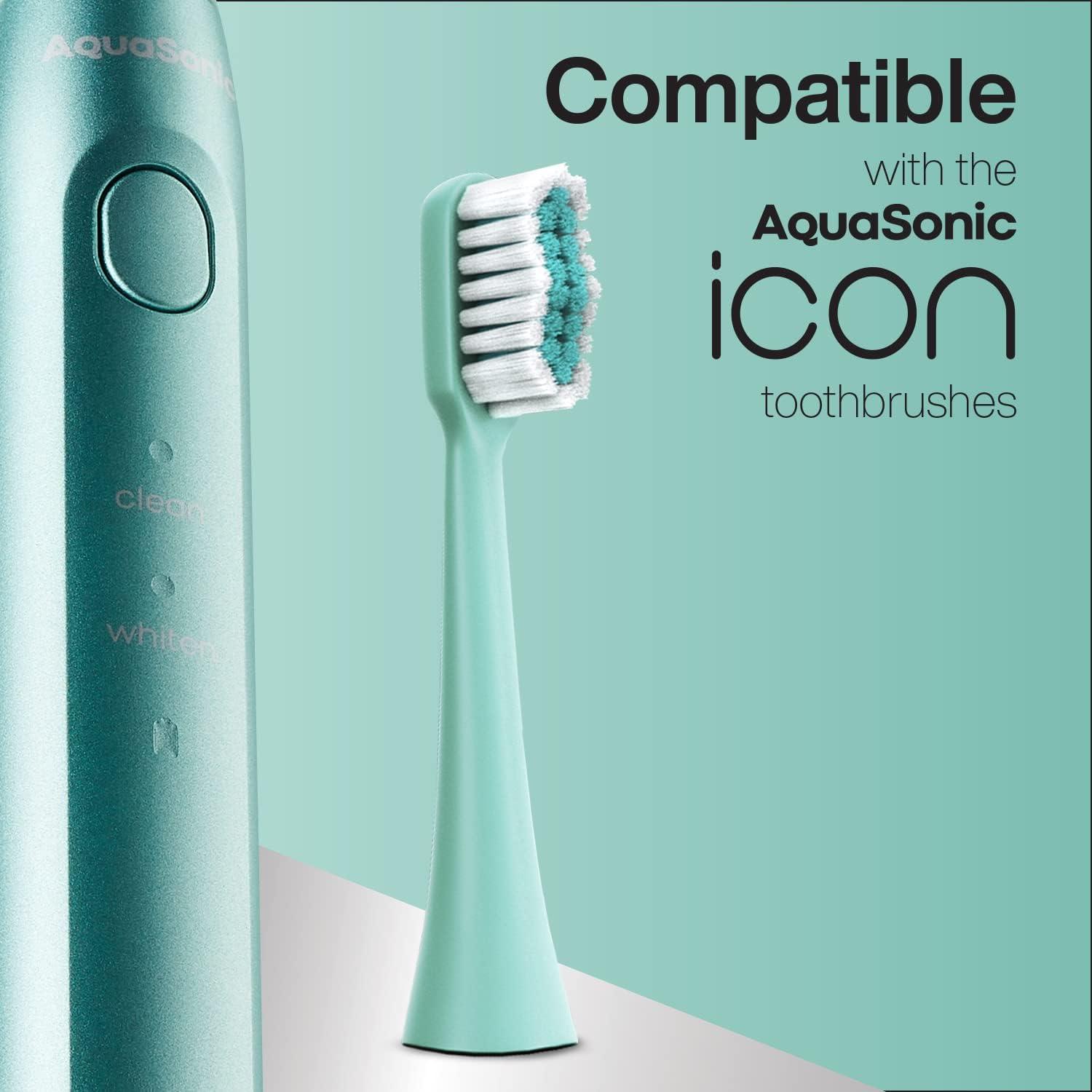 image:imageAquaSonic Genuine Icon Replacement Brush Heads Compatible with AquaSonic Icon Toothbrush 2 Brush Heads for Normal amp Sensitive Teeth OnyxMint