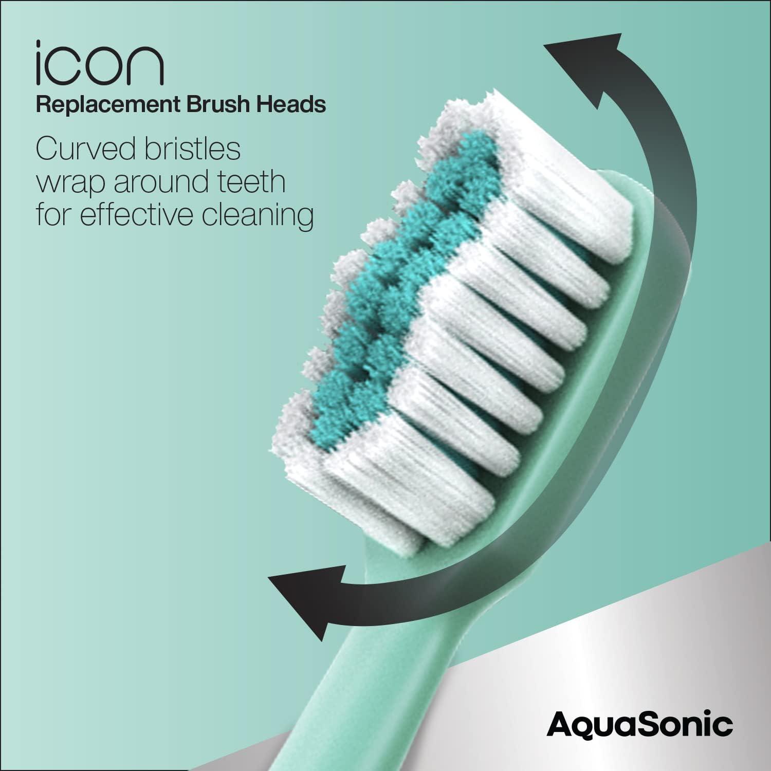 image:imageAquaSonic Genuine Icon Replacement Brush Heads Compatible with AquaSonic Icon Toothbrush 2 Brush Heads for Normal amp Sensitive Teeth OnyxMint