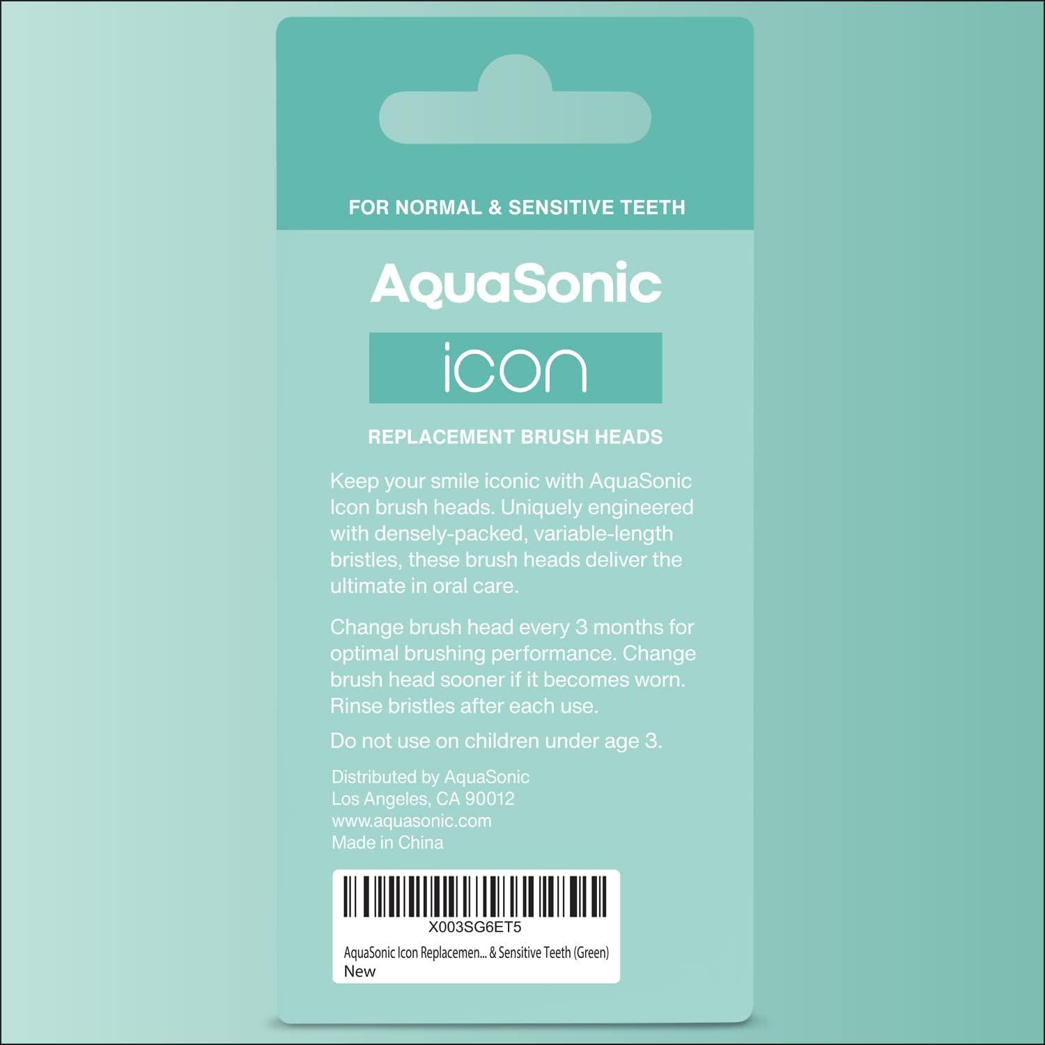 image:imageAquaSonic Genuine Icon Replacement Brush Heads Compatible with AquaSonic Icon Toothbrush 2 Brush Heads for Normal amp Sensitive Teeth OnyxMint