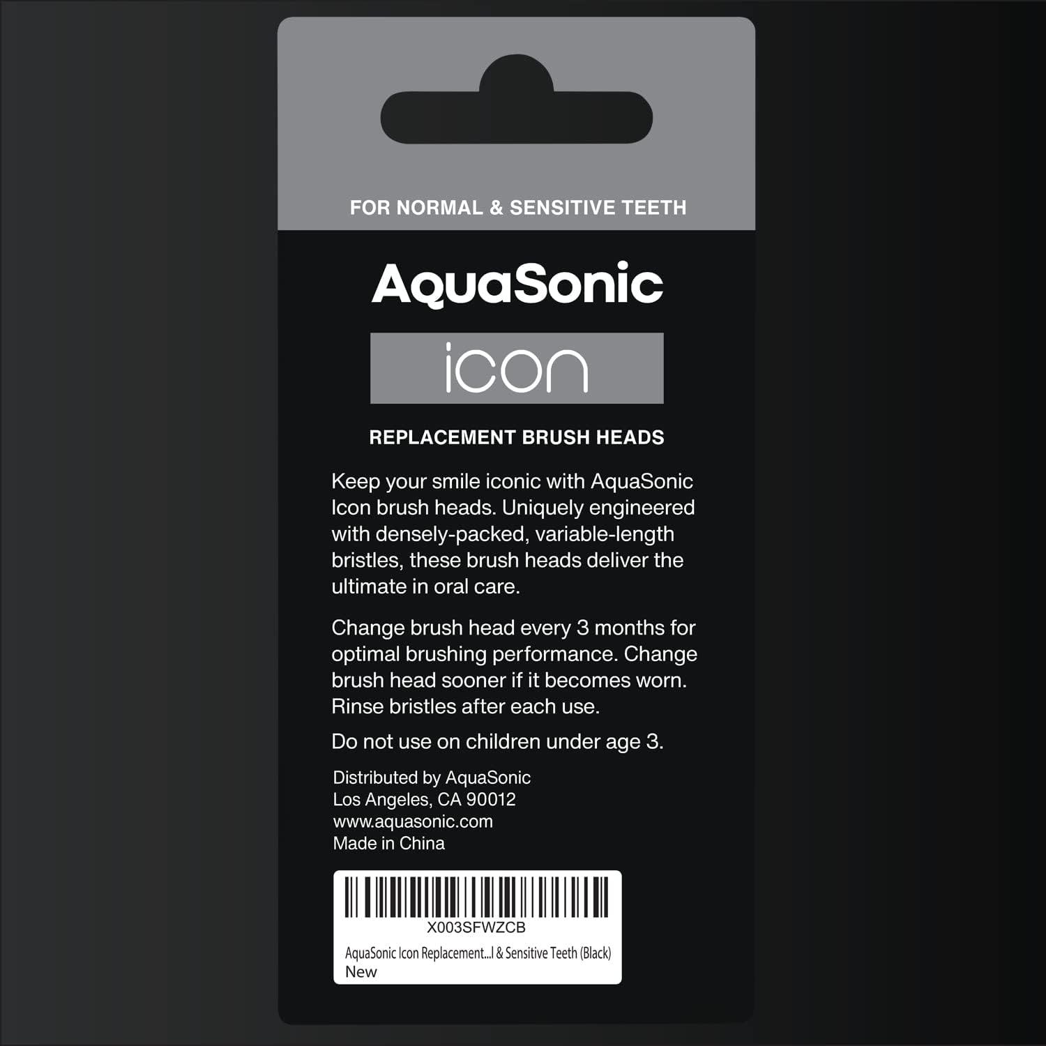 image:imageAquaSonic Genuine Icon Replacement Brush Heads Compatible with AquaSonic Icon Toothbrush 2 Brush Heads for Normal amp Sensitive Teeth OnyxOnyx