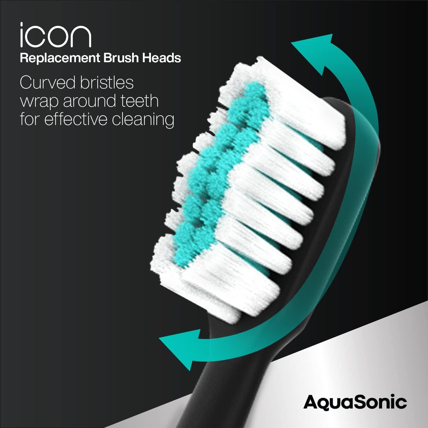 image:imageAquaSonic Genuine Icon Replacement Brush Heads Compatible with AquaSonic Icon Toothbrush 2 Brush Heads for Normal amp Sensitive Teeth OnyxOnyx