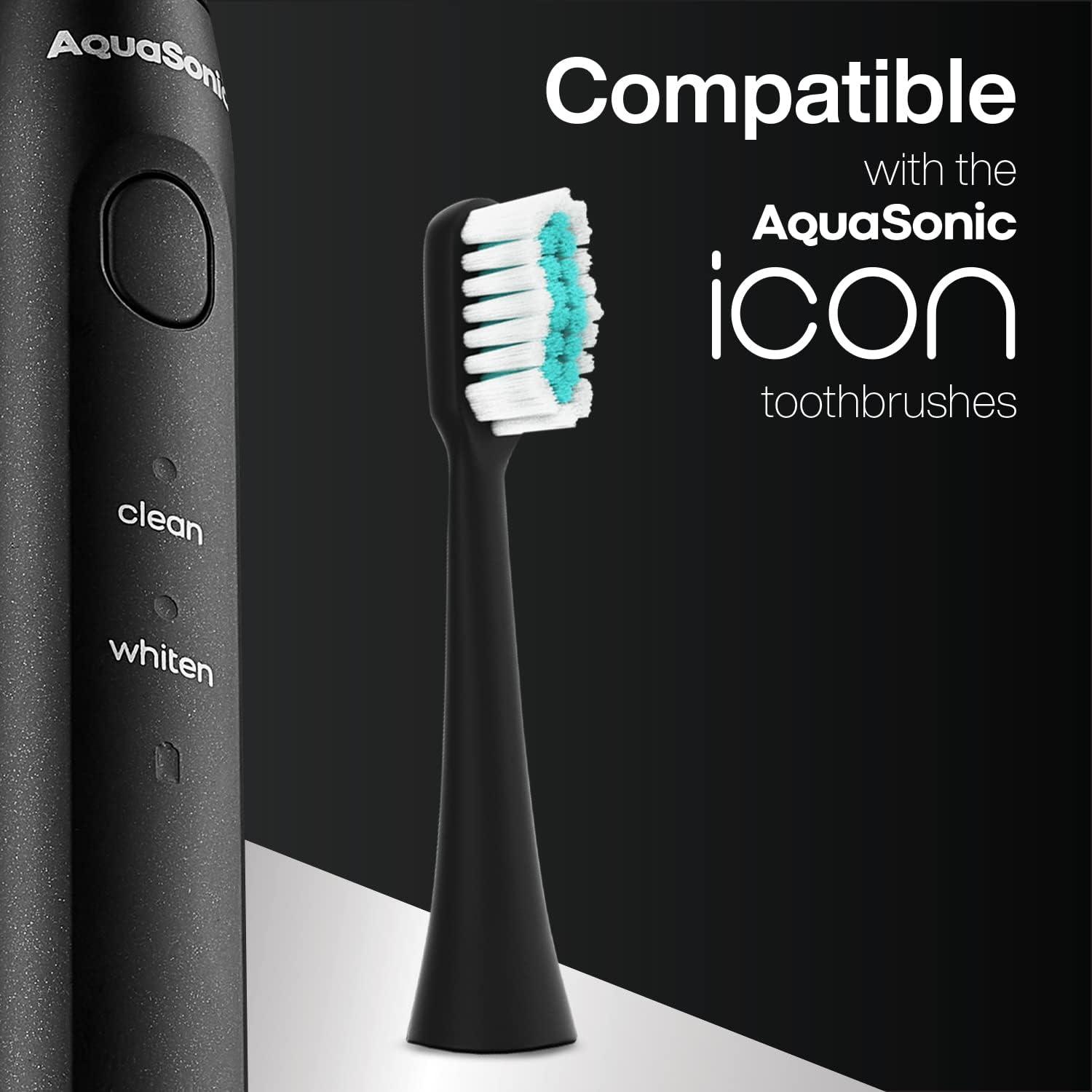 image:imageAquaSonic Genuine Icon Replacement Brush Heads Compatible with AquaSonic Icon Toothbrush 2 Brush Heads for Normal amp Sensitive Teeth OnyxOnyx