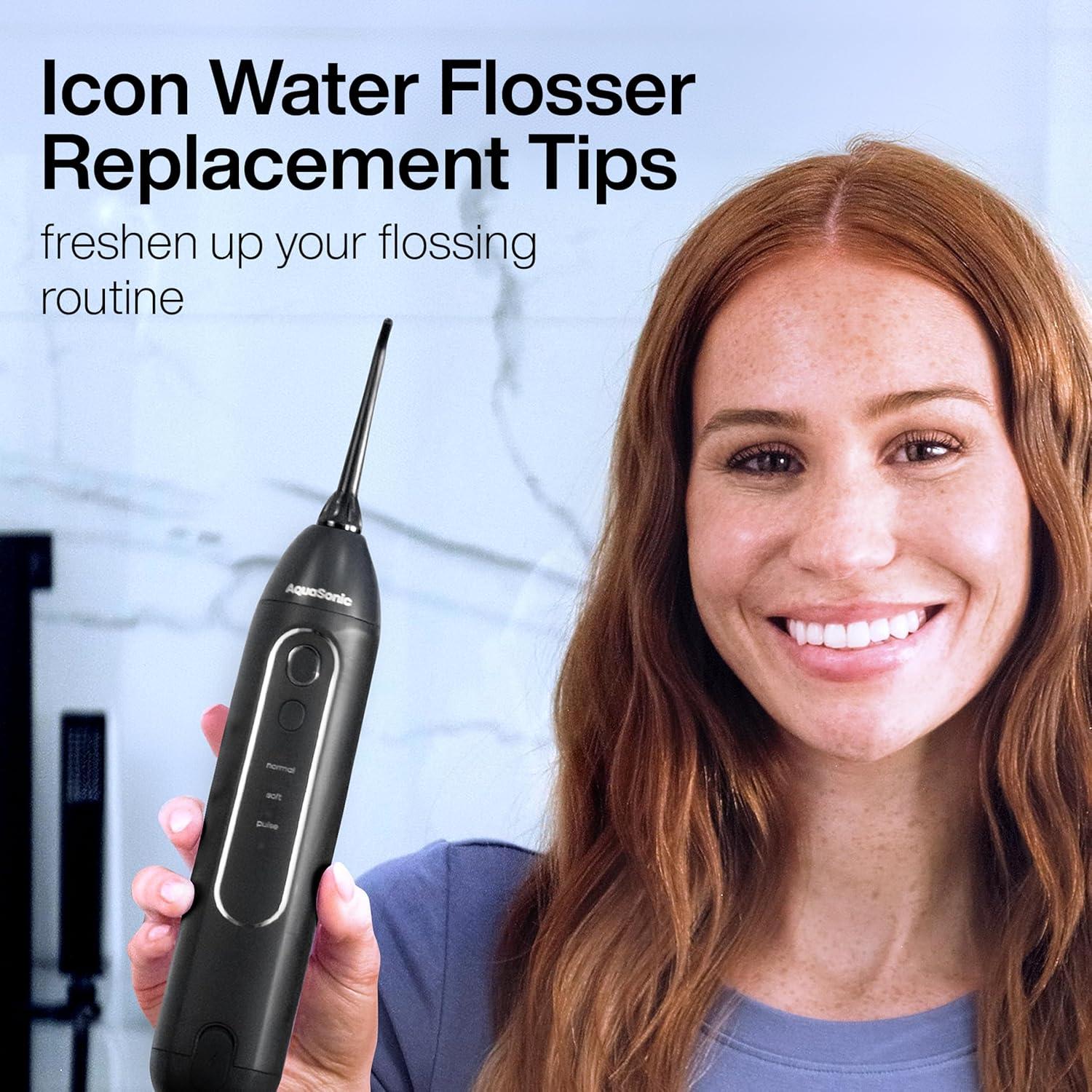 image:imageAquaSonic Genuine Icon Water Flosser Replacement Tips 5 Tips 4 Tip Types Standard Periodontal Orthodontic amp Tongue Scraper Authentic Parts StoneOnyx