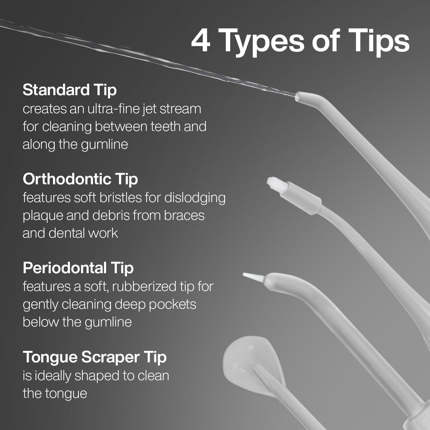 image:imageAquaSonic Genuine Icon Water Flosser Replacement Tips 5 Tips 4 Tip Types Standard Periodontal Orthodontic amp Tongue Scraper Authentic Parts StoneStone