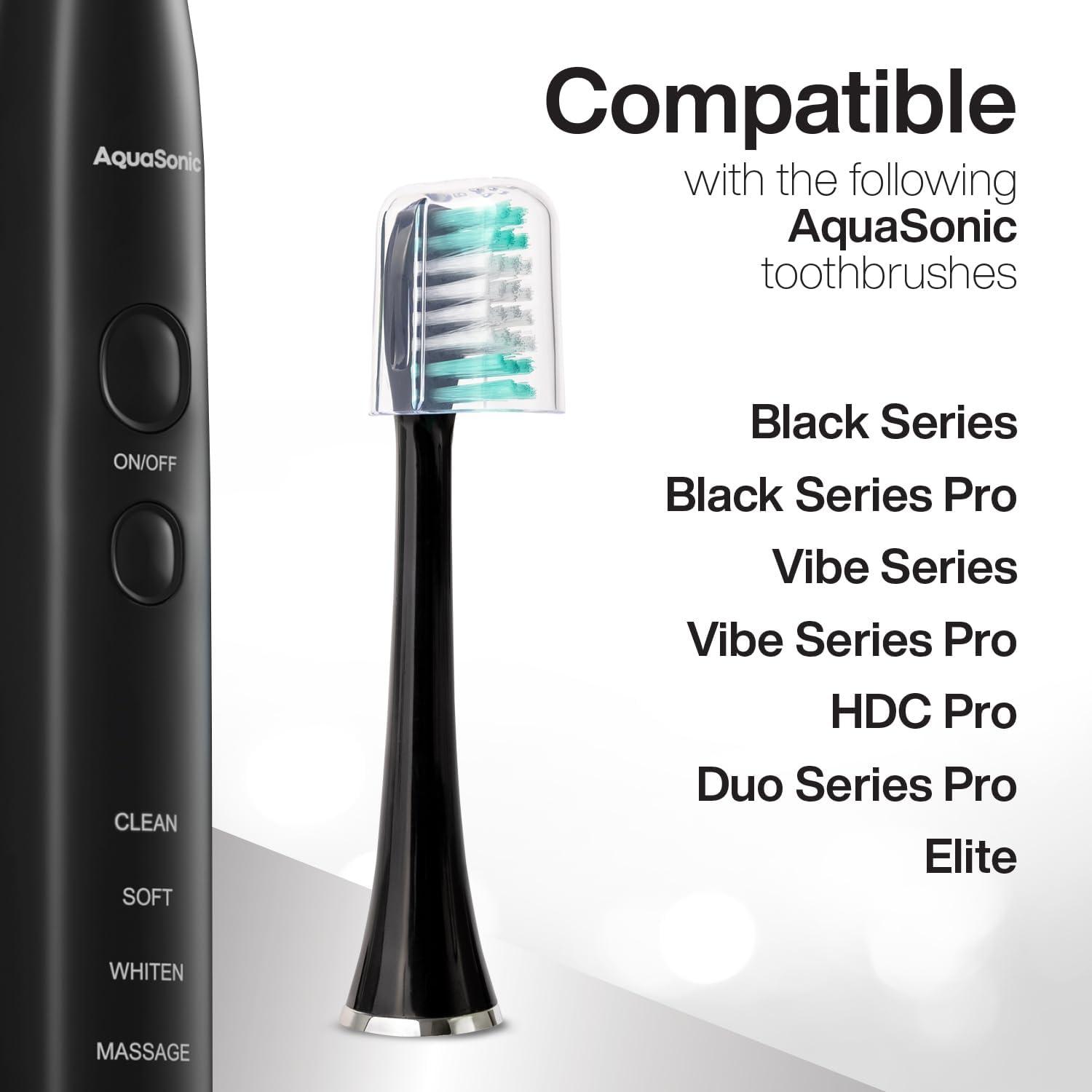 image:imageAquaSonic Genuine Standard Replacement Brush Heads for Normal amp Sensitive Teeth Compatible with Many AquaSonic Toothbrush Handles 2 Pack Black2 Pack Black