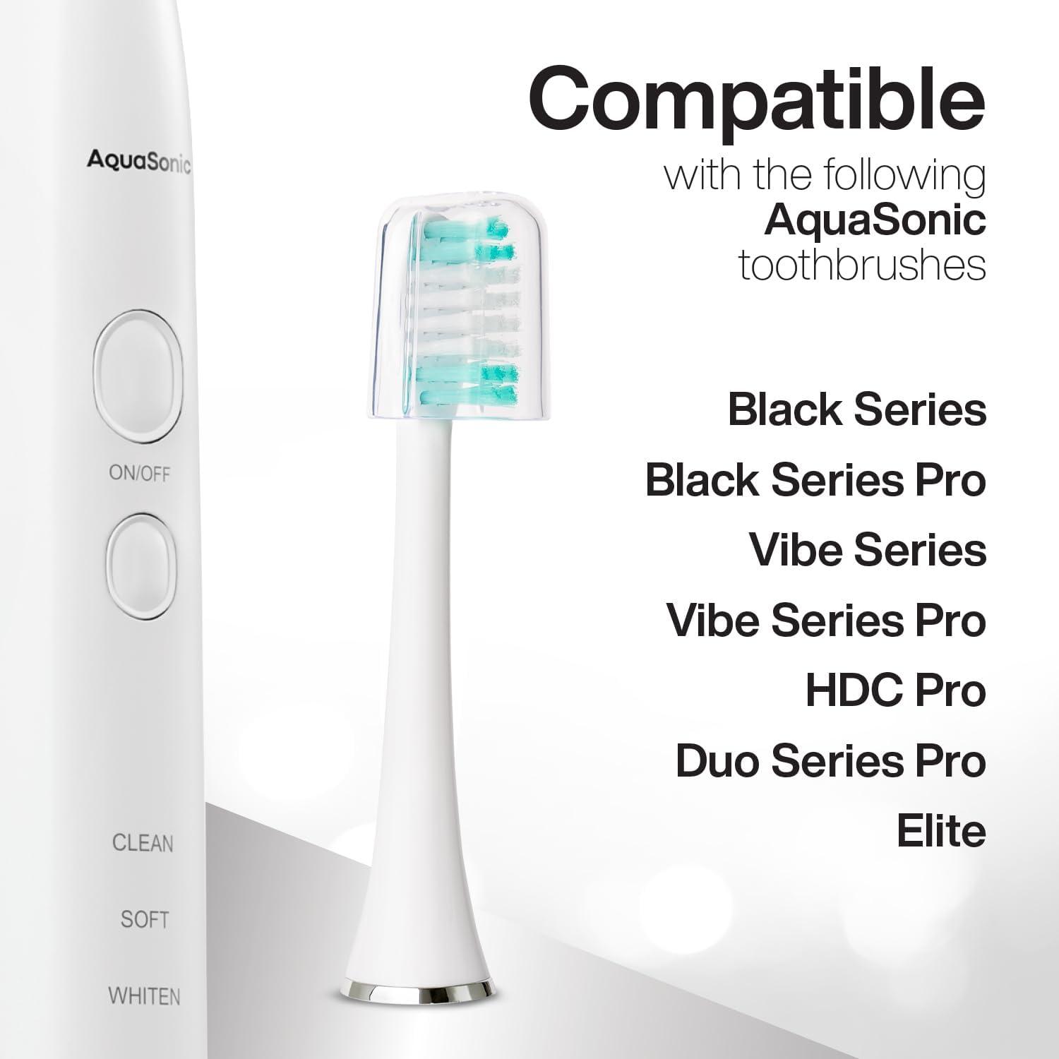 image:imageAquaSonic Genuine Standard Replacement Brush Heads for Normal amp Sensitive Teeth Compatible with Many AquaSonic Toothbrush Handles 2 Pack Black2 Pack White