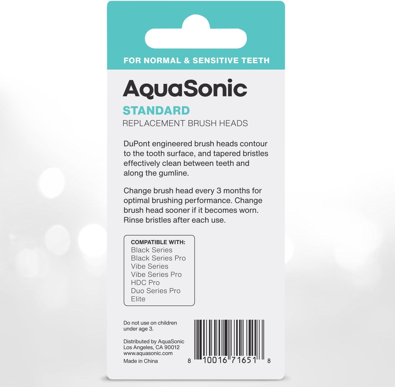 image:imageAquaSonic Genuine Standard Replacement Brush Heads for Normal amp Sensitive Teeth Compatible with Many AquaSonic Toothbrush Handles 2 Pack Black2 Pack White