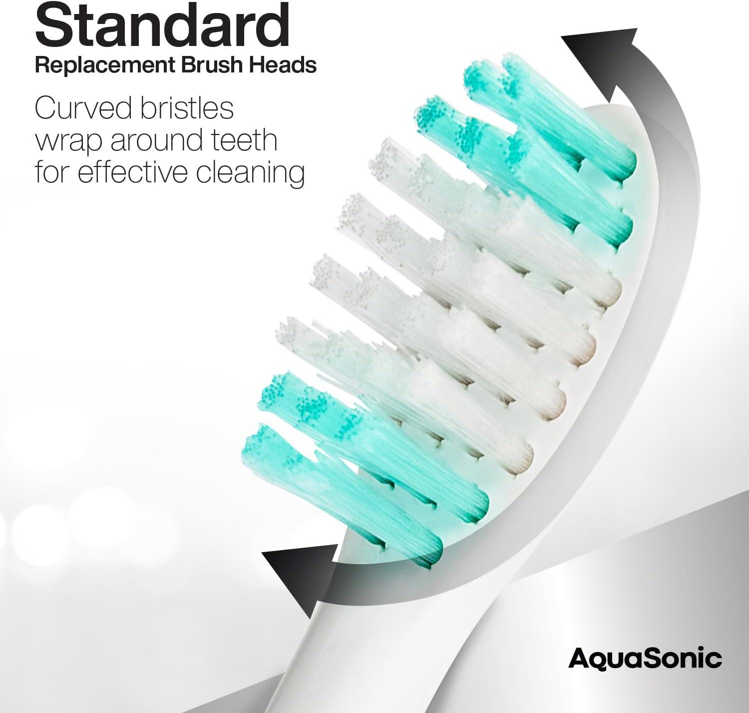 image:imageAquaSonic Genuine Standard Replacement Brush Heads for Normal amp Sensitive Teeth Compatible with Many AquaSonic Toothbrush Handles 2 Pack Black2 Pack White