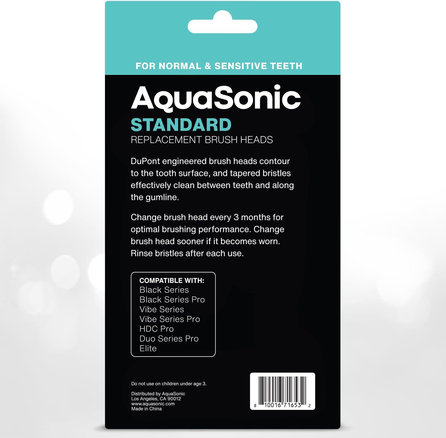 image:imageAquaSonic Genuine Standard Replacement Brush Heads for Normal amp Sensitive Teeth Compatible with Many AquaSonic Toothbrush Handles 2 Pack Black8 Pack Black