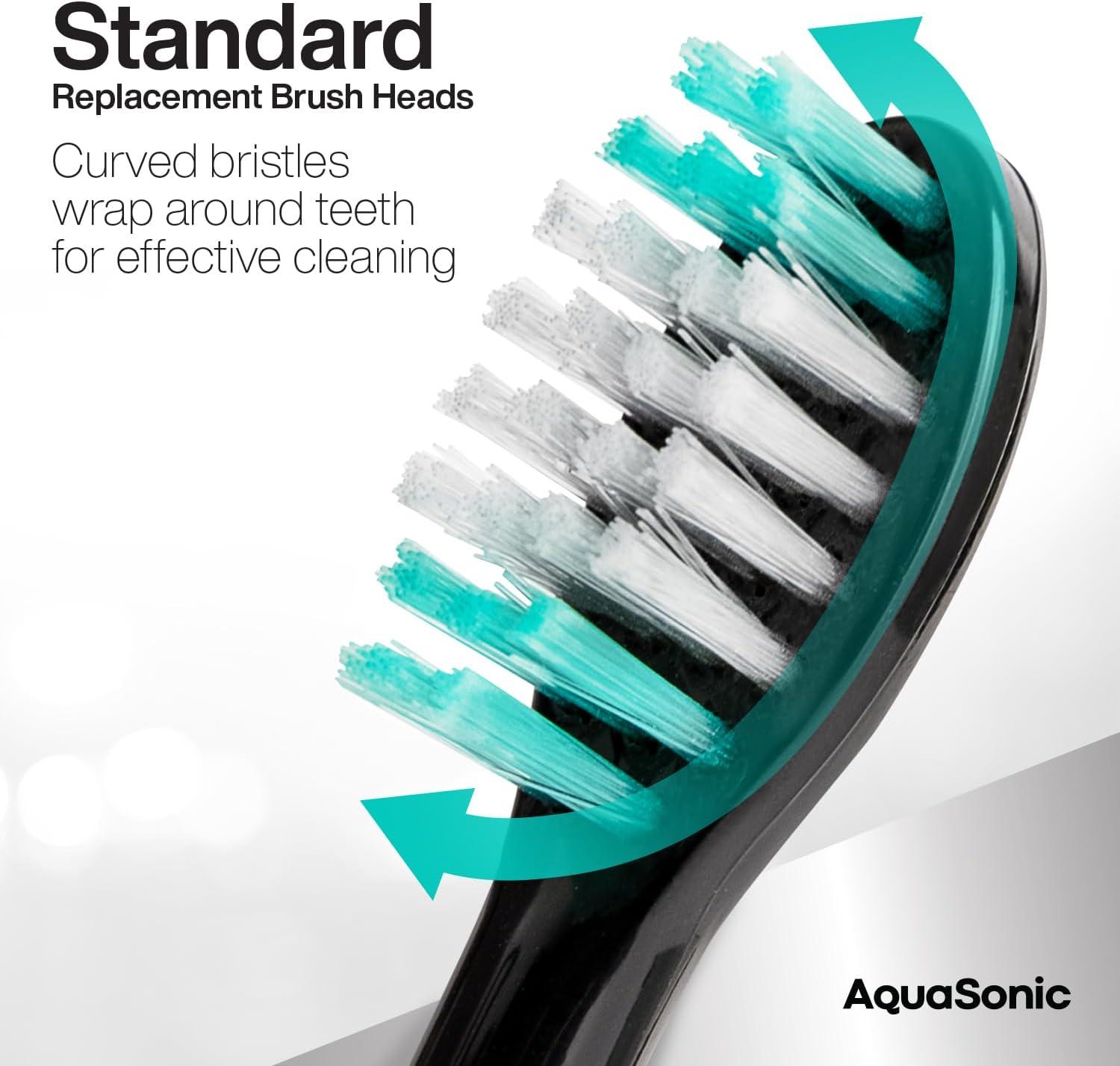 image:imageAquaSonic Genuine Standard Replacement Brush Heads for Normal amp Sensitive Teeth Compatible with Many AquaSonic Toothbrush Handles 2 Pack Black8 Pack Black
