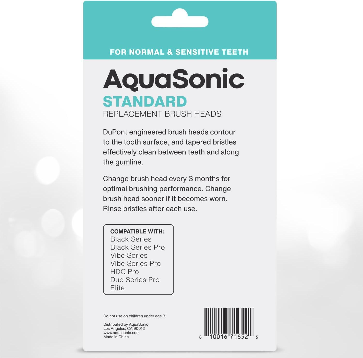 image:imageAquaSonic Genuine Standard Replacement Brush Heads for Normal amp Sensitive Teeth Compatible with Many AquaSonic Toothbrush Handles 2 Pack Black8 Pack White