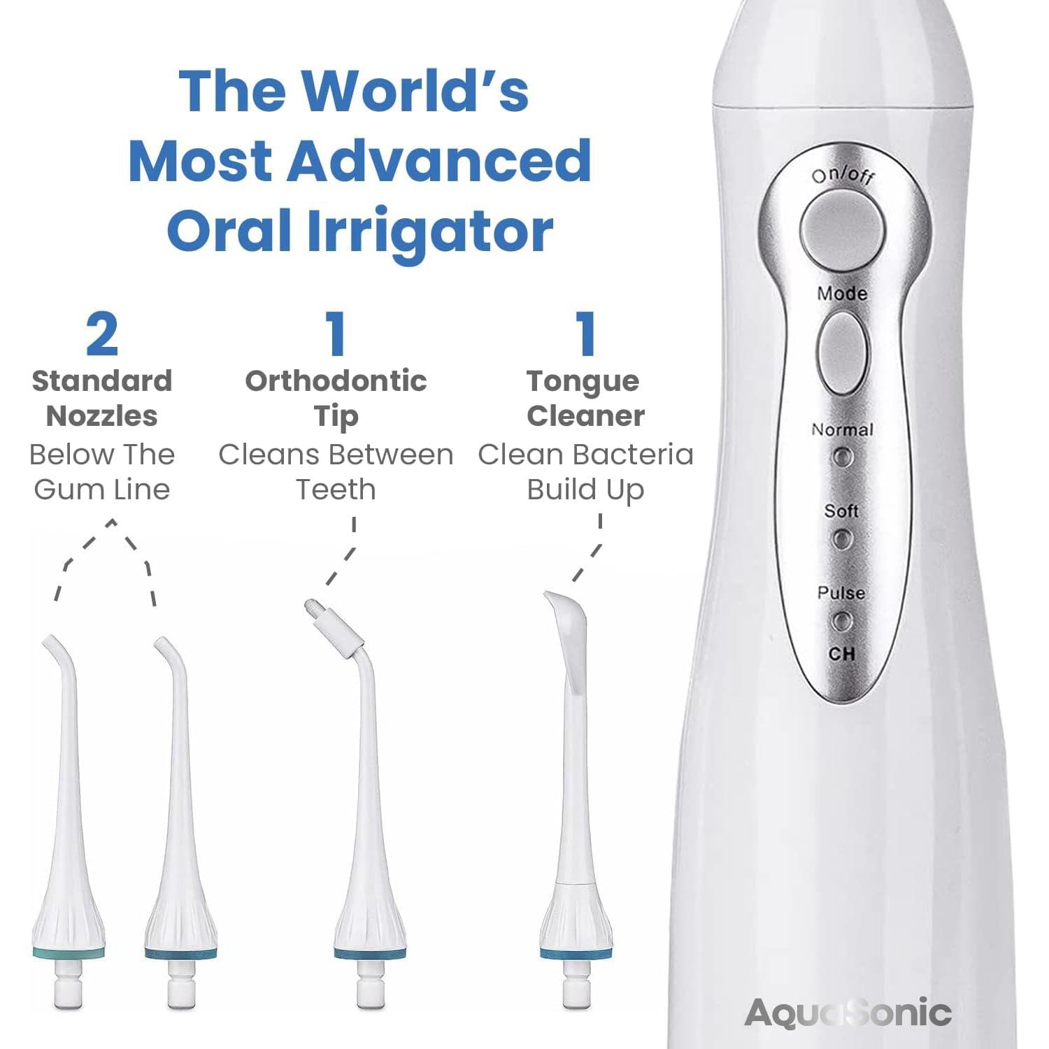 image:imageAquaSonic Home Dental Center Rechargeable Power Toothbrush amp Smart Water Flosser Complete Family Oral Care System 10 Attachments and Tips Included Various Modes amp Timers BlackWhite