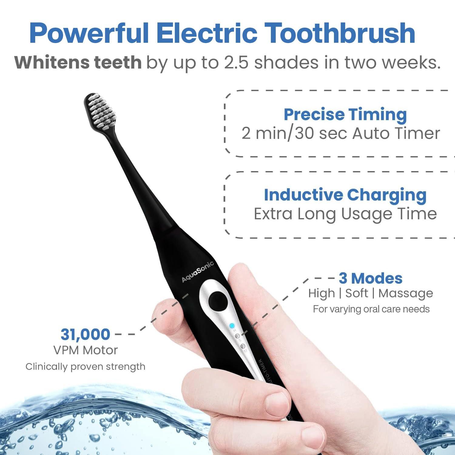 image:imageAquaSonic Home Dental Center Rechargeable Power Toothbrush amp Smart Water Flosser Complete Family Oral Care System 10 Attachments and Tips Included Various Modes amp Timers BlackBlack
