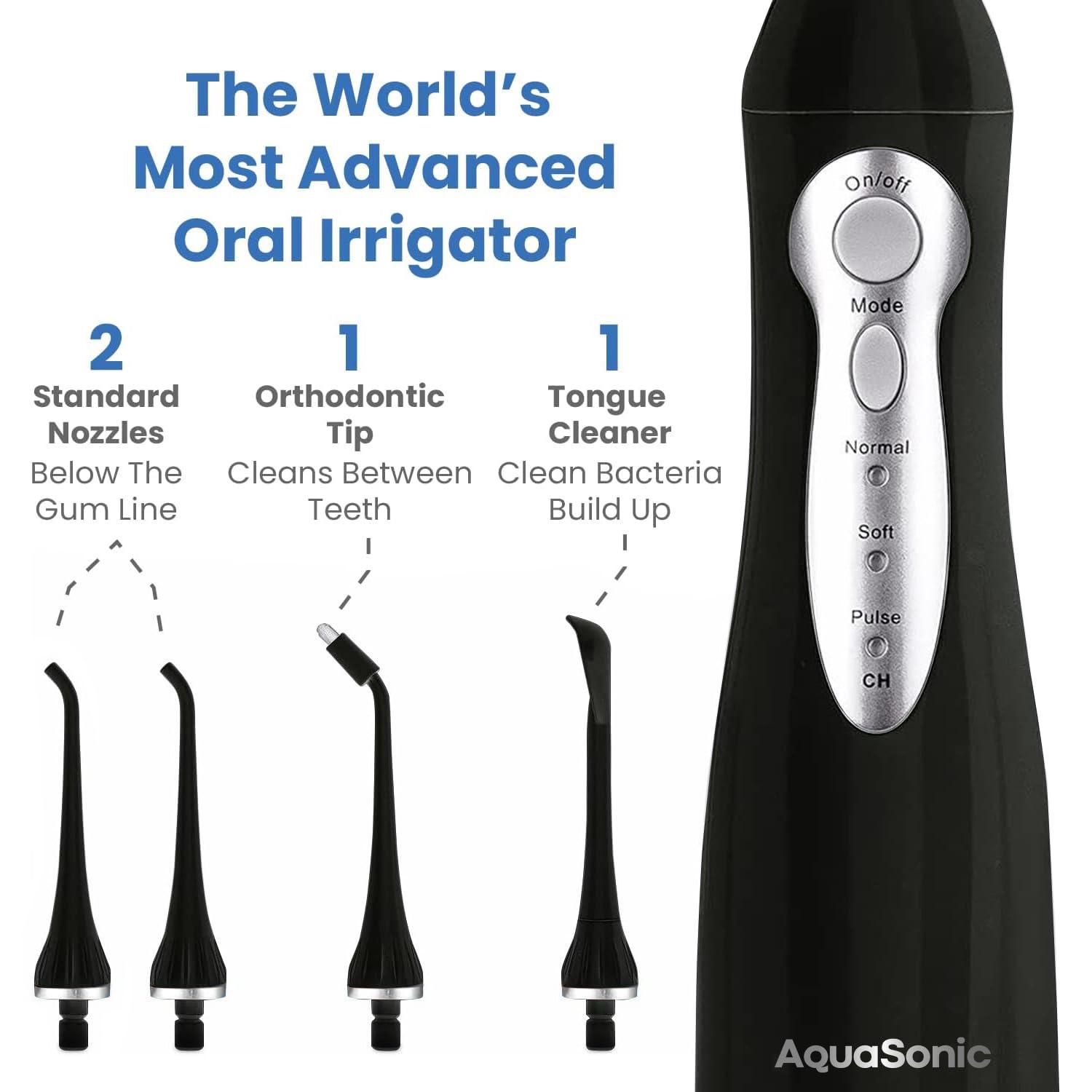 image:imageAquaSonic Home Dental Center Rechargeable Power Toothbrush amp Smart Water Flosser Complete Family Oral Care System 10 Attachments and Tips Included Various Modes amp Timers BlackBlack