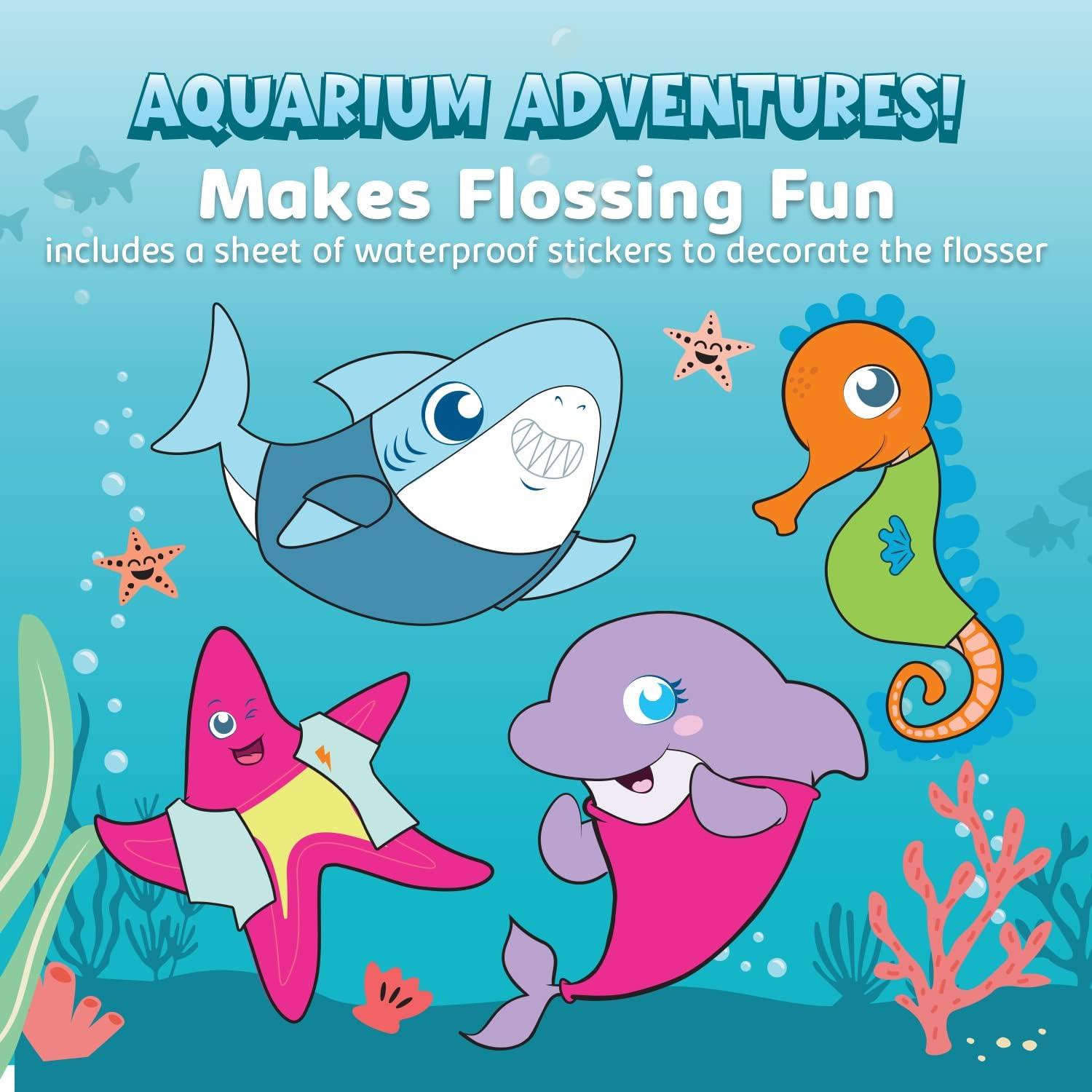 image:imageAquaSonic Kids Water Flosser for Ages 6 Standard Nozzle Orthodontic Nozzle amp Waterproof Stickers 4 Flossing Modes Aquarium Adventures Theme BlueBlue