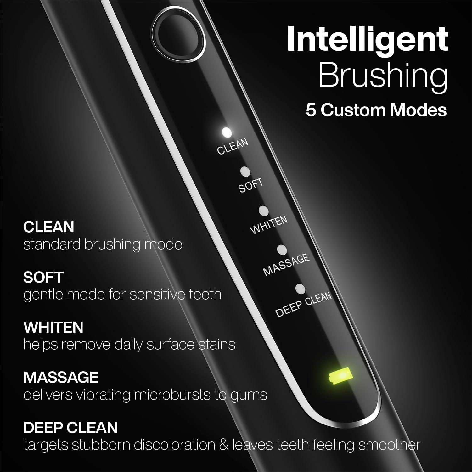 image:imageAquasonic Black Series PRO UV UltraWhitening Electric Toothbrush 5 Modes amp Smart Timers UV Sanitizing Base Premium Travel Case amp 6 Proflex Brush Heads ADA Accepted1 Count Pack of 2