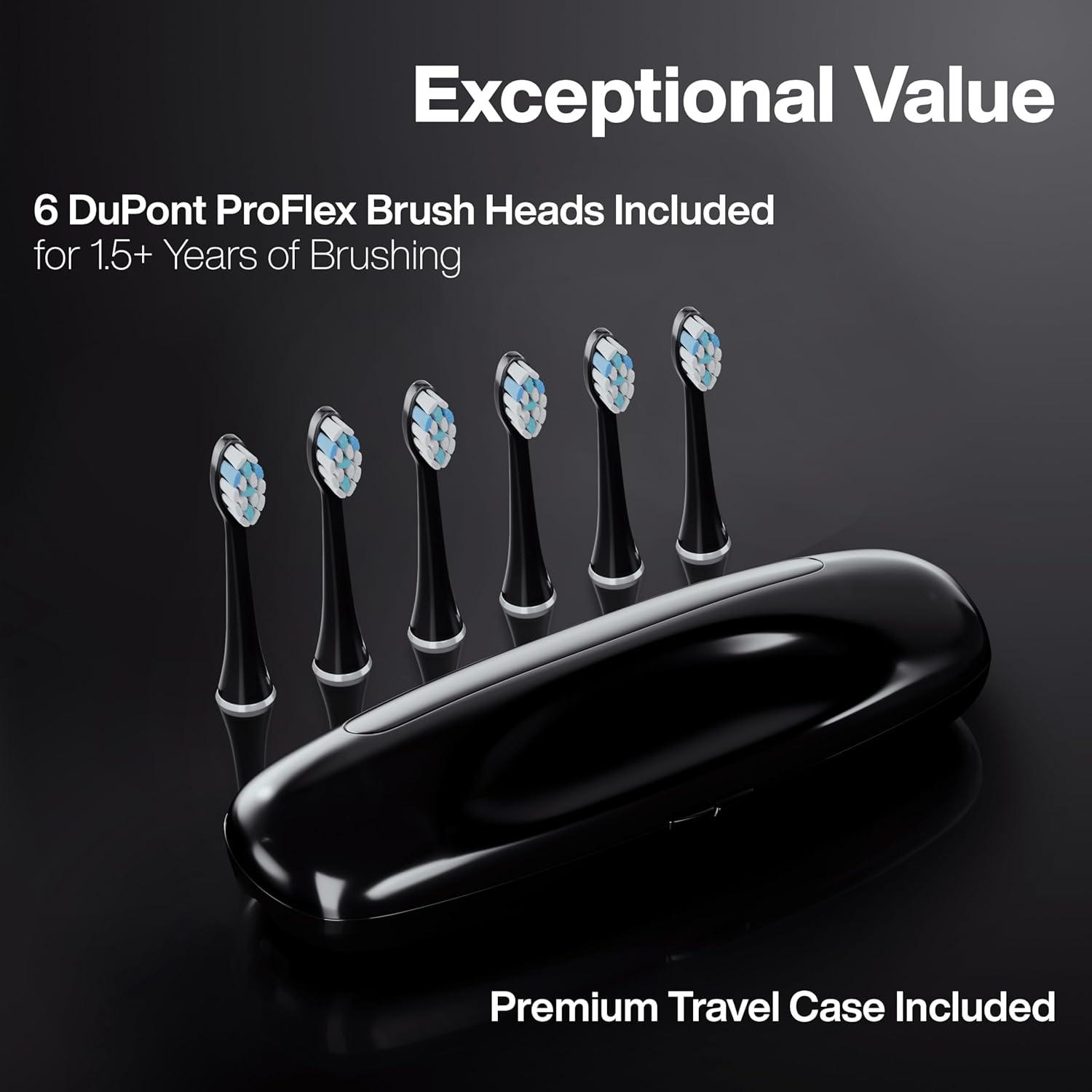 image:imageAquasonic Black Series PRO UV UltraWhitening Electric Toothbrush 5 Modes amp Smart Timers UV Sanitizing Base Premium Travel Case amp 6 Proflex Brush Heads ADA Accepted1 Count Pack of 2