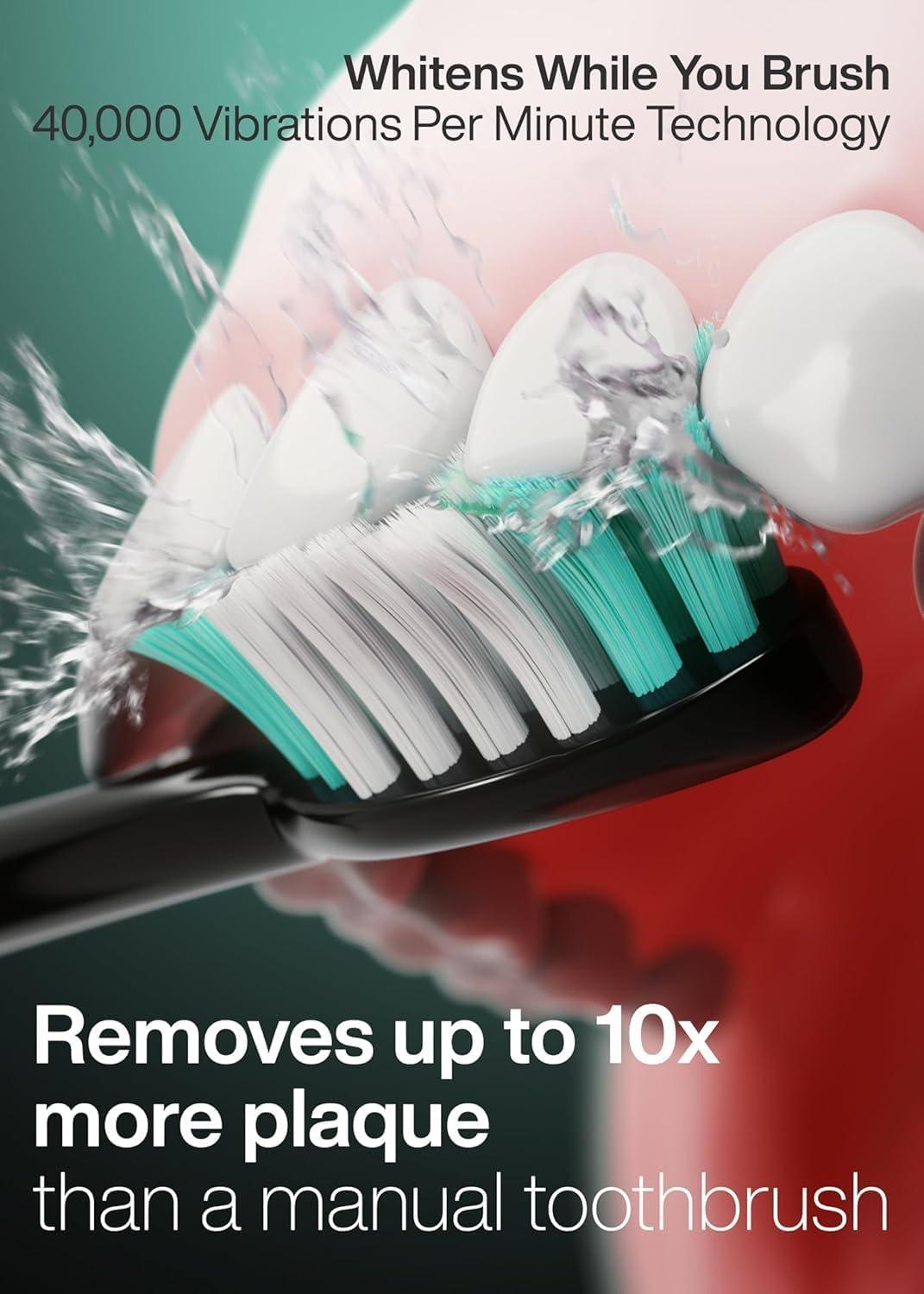 image:imageAquasonic Black Series Ultra Whitening Toothbrush ADA Accepted Electric Toothbrush 8 Brush Heads amp Travel Case 40000 VPM Electric Motor amp Wireless Charging 4 Modes w Smart Timer1 Count Pack of 1