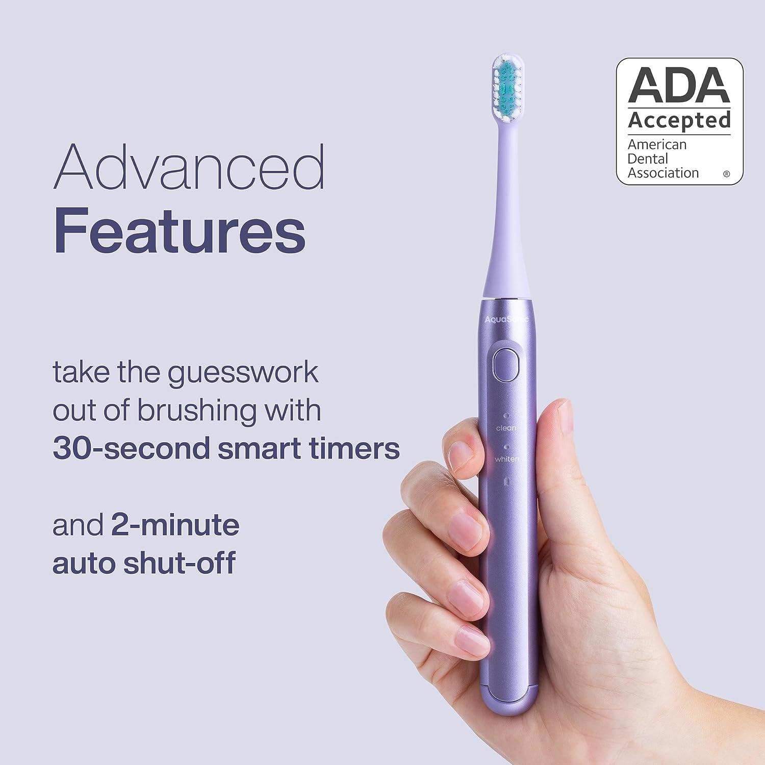 image:imageAquasonic Icon ADAAccepted Rechargeable Toothbrush Magnetic Holder amp Slim Travel Case 2 Brushing Modes amp Smart Timers Gentle MicroVibrations StoneLilac