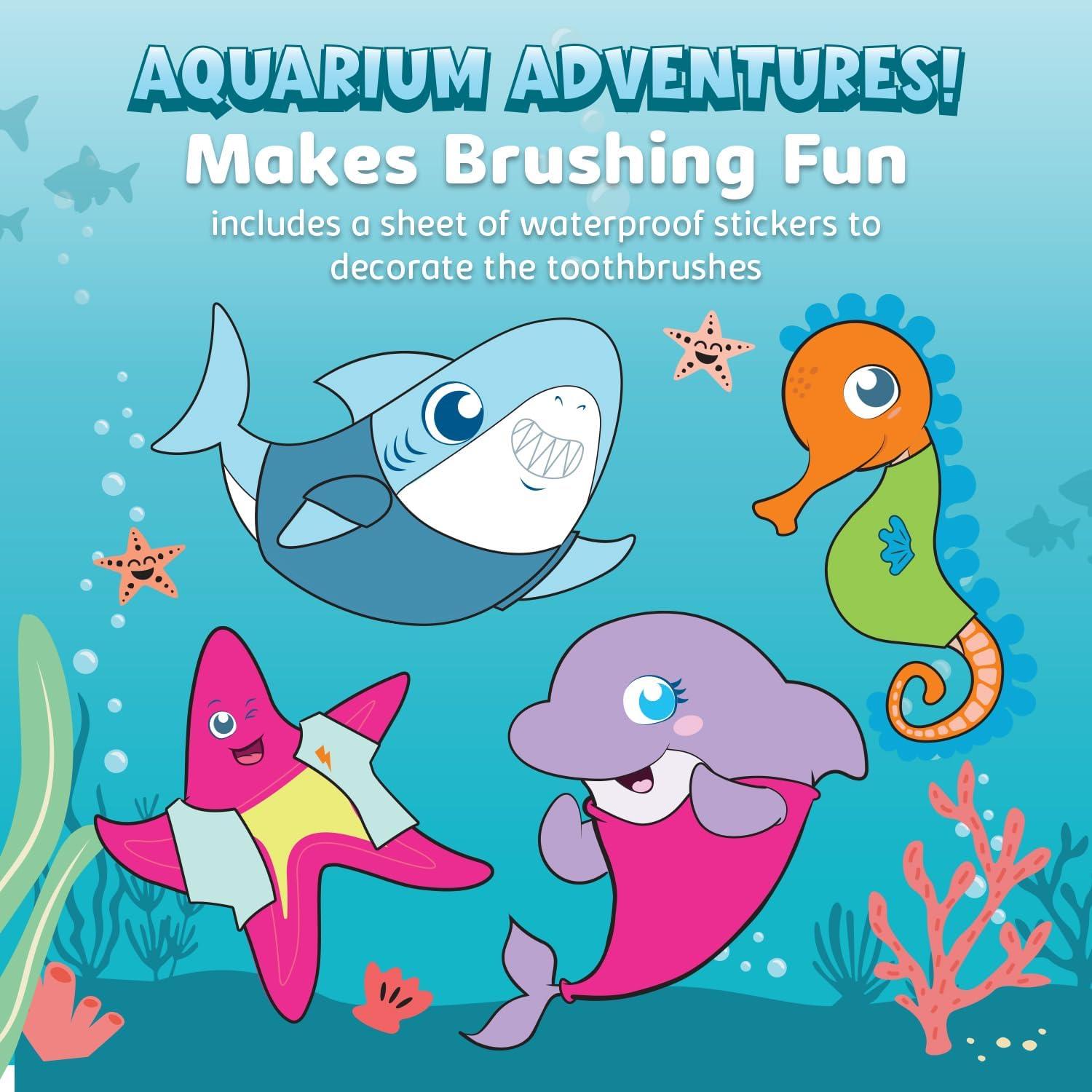 image:imageAquasonic Kids Electric Toothbrush Set for Ages 3 Soft Bristles Oscillating Brush Head Builtin Battery Aquarium Adventures