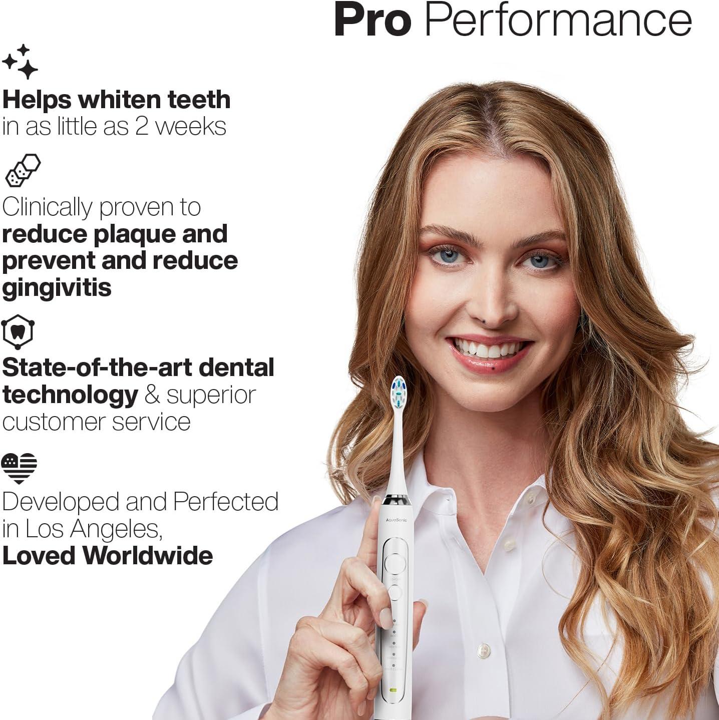 image:imageAquasonic Vibe Series PRO UltraWhitening Electric Toothbrush 5 Modes amp Smart Timers Premium Travel Case amp 6 Proflex Brush Heads ADA Accepted Toothbrush Rose GoldOptic White