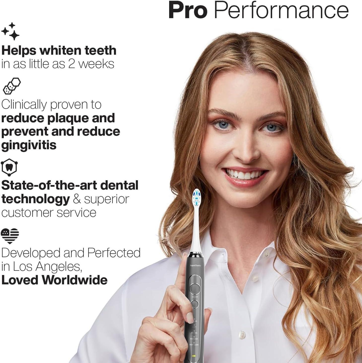 image:imageAquasonic Vibe Series PRO UltraWhitening Electric Toothbrush 5 Modes amp Smart Timers UV Sanitizing Base ADA Accepted Charcoal MetallicCharcoal Metallic