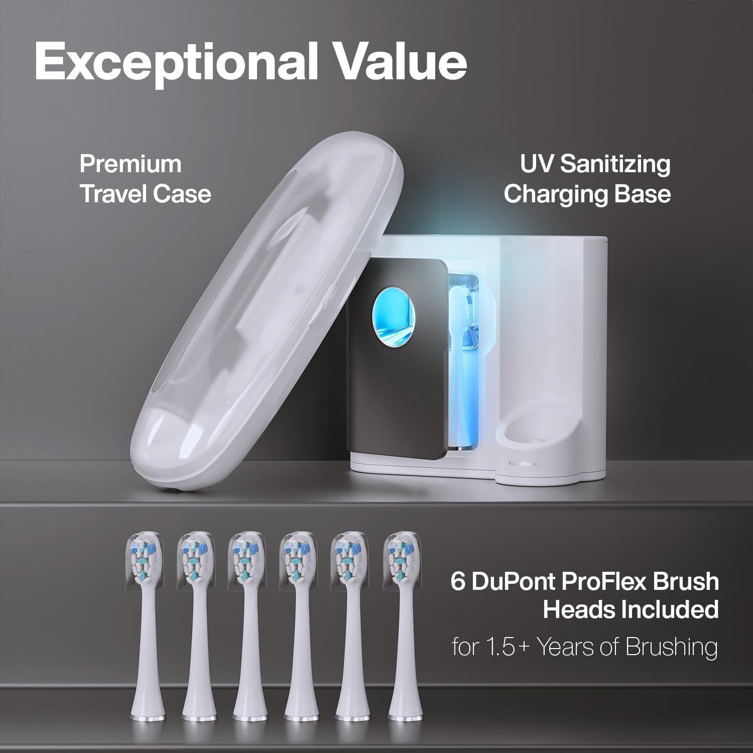 image:imageAquasonic Vibe Series PRO UltraWhitening Electric Toothbrush 5 Modes amp Smart Timers UV Sanitizing Base ADA Accepted Charcoal MetallicCharcoal Metallic
