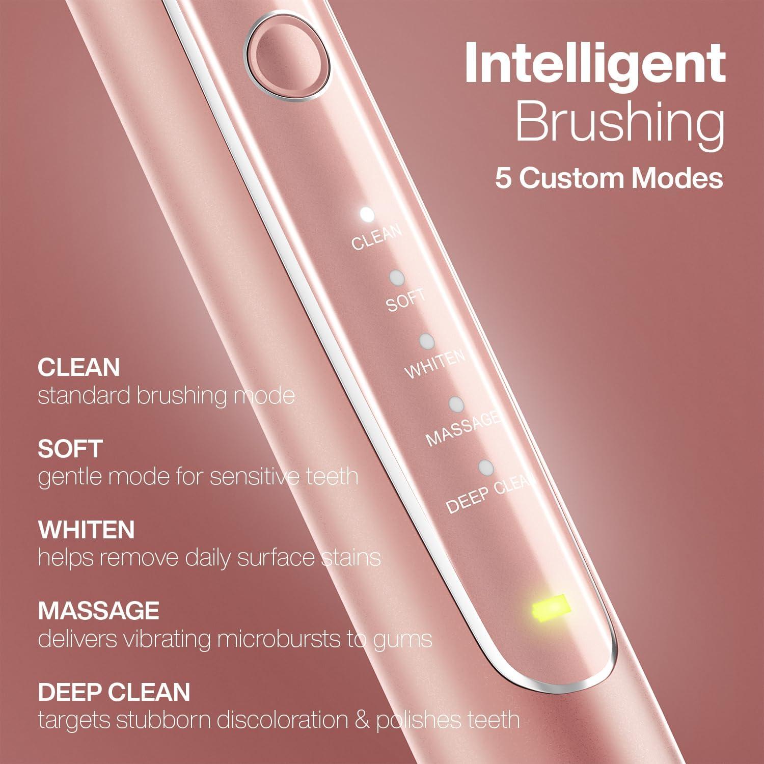image:imageAquasonic Vibe Series PRO UltraWhitening Electric Toothbrush 5 Modes amp Smart Timers UV Sanitizing Base ADA Accepted Charcoal MetallicSatin Rose Gold