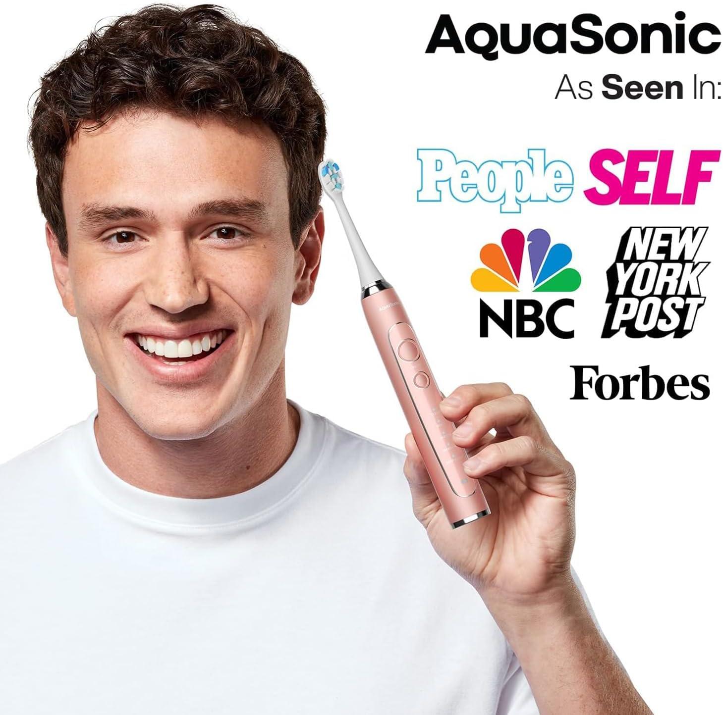 image:imageAquasonic Vibe Series PRO UltraWhitening Electric Toothbrush 5 Modes amp Smart Timers UV Sanitizing Base ADA Accepted Charcoal MetallicSatin Rose Gold