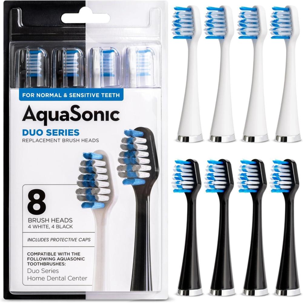 image:imageAquaSonic Genuine Duo Series Replacement Brush Heads for Normal amp Sensitive Teeth Compatible with Duo Series amp Home Dental Center Toothbrush Handles NOT Compatible with Duo Series Pro