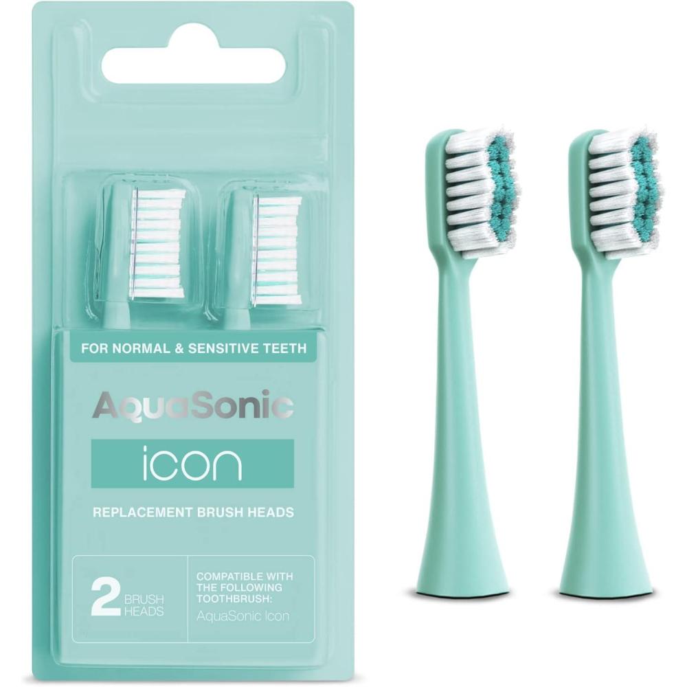 image:imageAquaSonic Genuine Icon Replacement Brush Heads Compatible with AquaSonic Icon Toothbrush 2 Brush Heads for Normal amp Sensitive Teeth OnyxMint