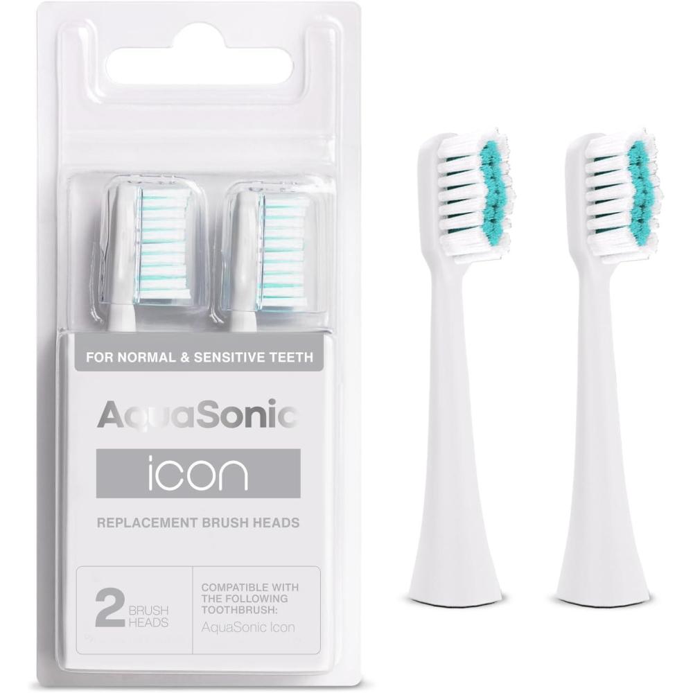 image:imageAquaSonic Genuine Icon Replacement Brush Heads  Compatible with AquaSonic Icon Toothbrush  2 Brush Heads  for Normal amp Sensitive Teeth OnyxPearl