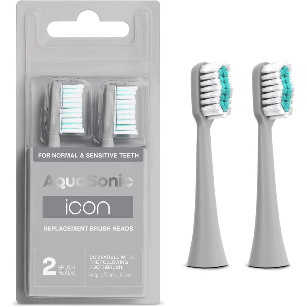 image:imageAquaSonic Genuine Icon Replacement Brush Heads  Compatible with AquaSonic Icon Toothbrush  2 Brush Heads  for Normal amp Sensitive Teeth OnyxStone